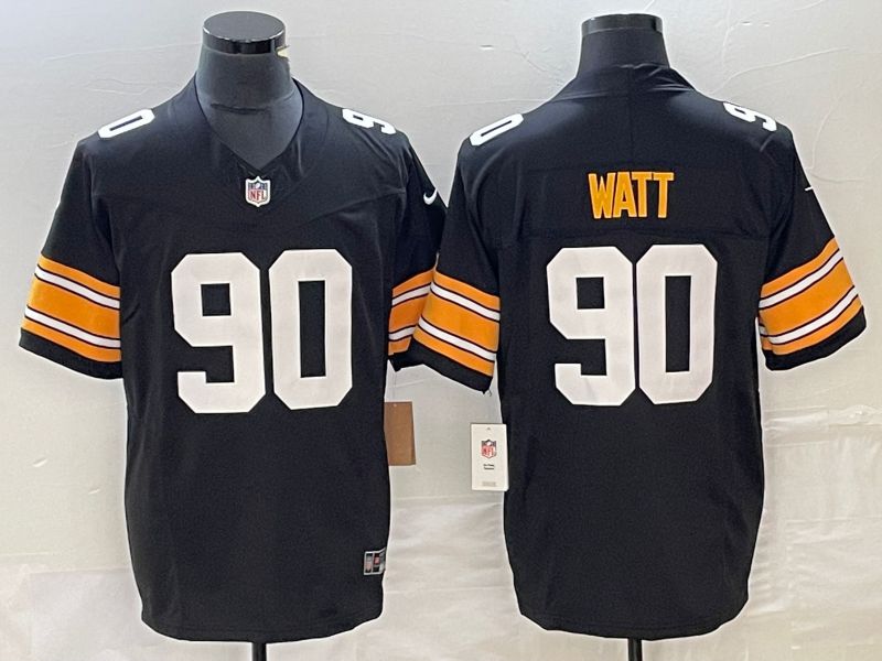 Men Pittsburgh Steelers #90 Watt Nike Black Vapor Limited NFL Jersey